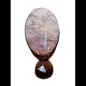 MORGANTOWN Adams, Slant Top Hourglass vase, Amethyst Purple candleholder, MCM